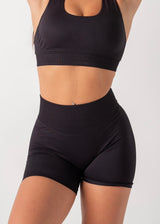 MINI CURVE SCRUNCH SHORTS - BLACK