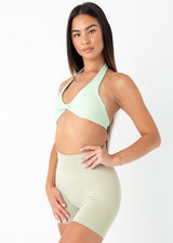 TWIST HALTER BRA - SAGE