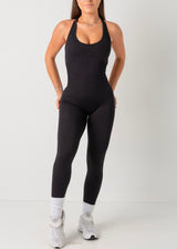 SCRUNCH CONTOUR JUMPSUIT - BLACK