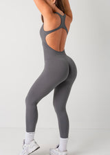 SCRUNCH CONTOUR JUMPSUIT - STEEL