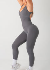 SCRUNCH CONTOUR JUMPSUIT - STEEL