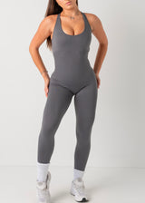 SCRUNCH CONTOUR JUMPSUIT - STEEL