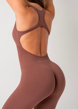 SCRUNCH CONTOUR JUMPSUIT - CHOCOLATE