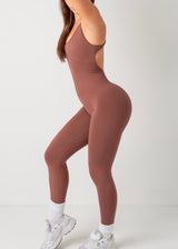 SCRUNCH CONTOUR JUMPSUIT - CHOCOLATE