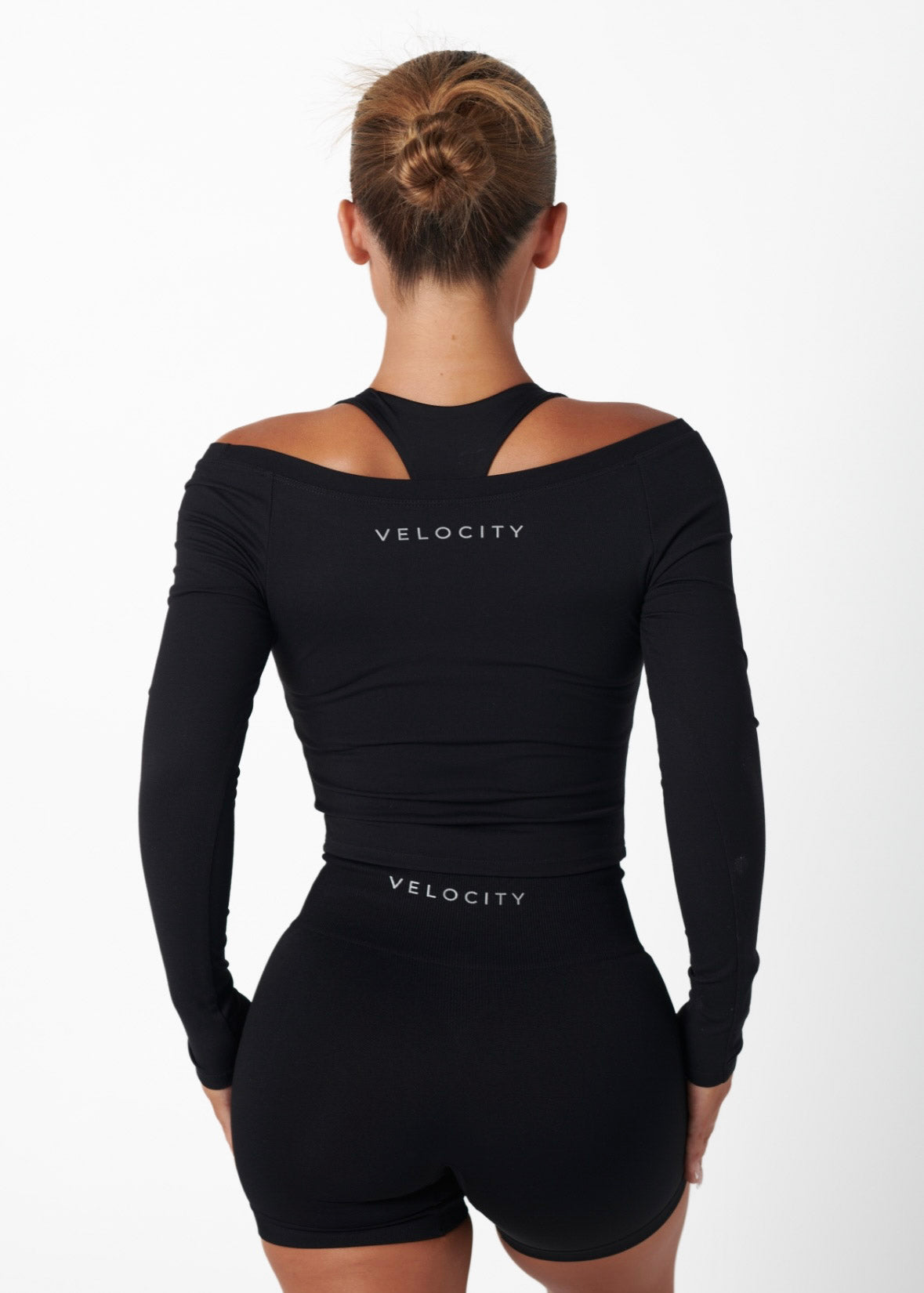 RIBBED OFF SHOULDER LONG SLEEVE - BLACK