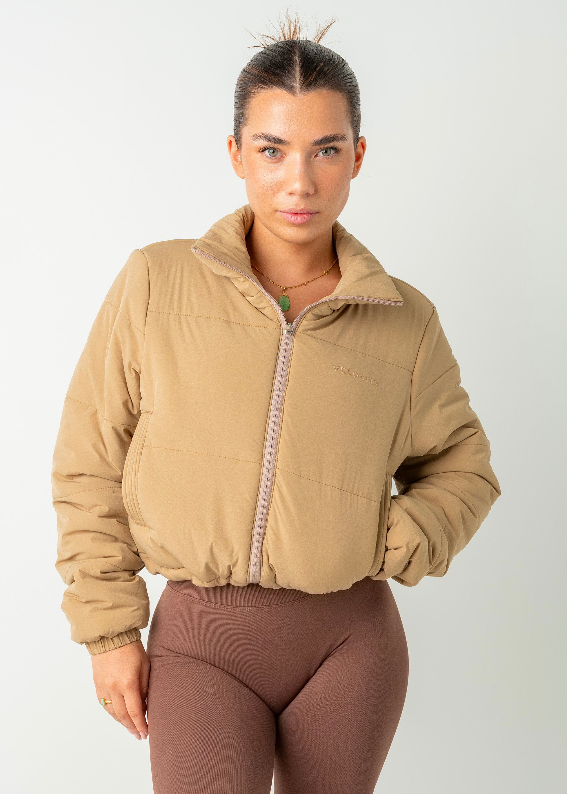 CROPPED PUFFER - BEIGE