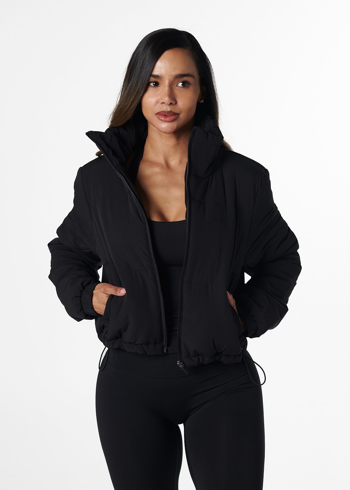 CROPPED PUFFER - BLACK – Velocity Activewear