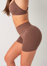 V SCULPT SEAMLESS SHORTS - CHOCOLATE