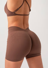 V SCULPT SEAMLESS SHORTS - CHOCOLATE