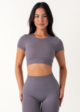 SIGNATURE SUPPORT CROP - GREY